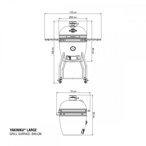 Yakiniku Large Kamado grill 19' láb nélkül