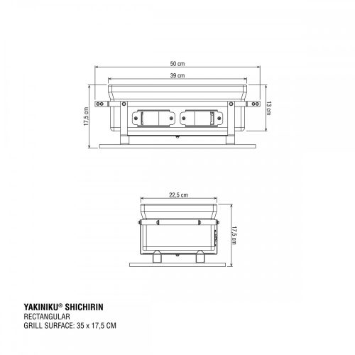 Yakiniku Shichirin Medium szögletes asztali kerámia grill